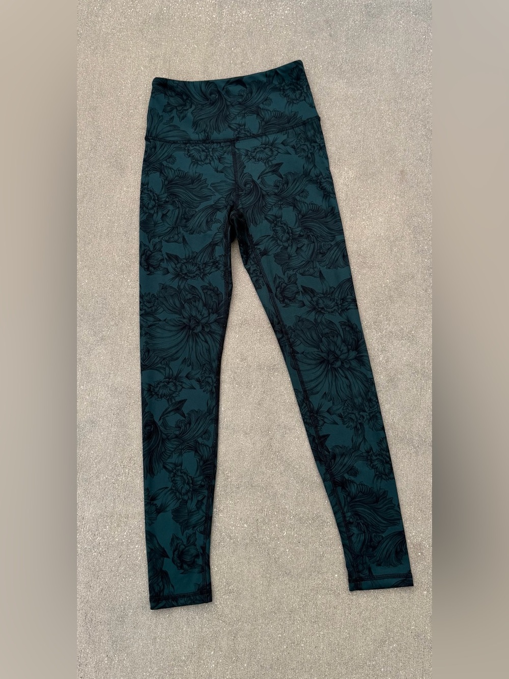 Balance Collection Black Teal Floral Print High Waist Leggings S Baddie Fairycor - Picture 3 of 9